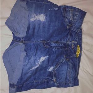 Ripped jean shorts